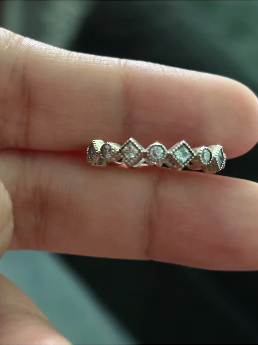 Pandora Silver CZ Milgrain Stackable Ring